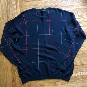 Nautica Gray & red striped navy blue sweater XXL